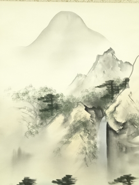 道具 ] - 道具 竹翠筆 彩色山水 肉筆絹本掛軸 | ネットショップ圭